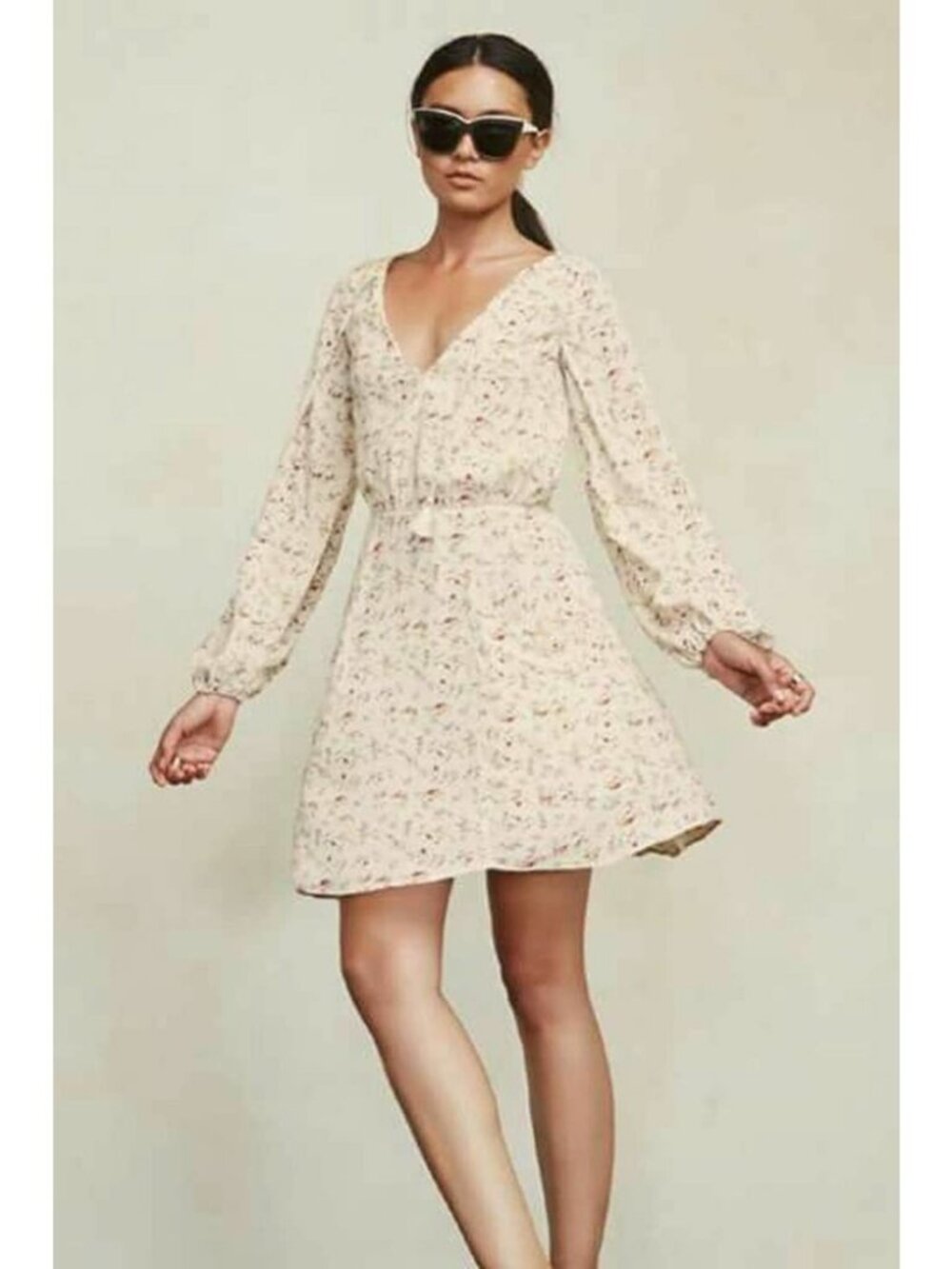 Reformation Cream Yellow Misha Floral Print Mini Dress 4